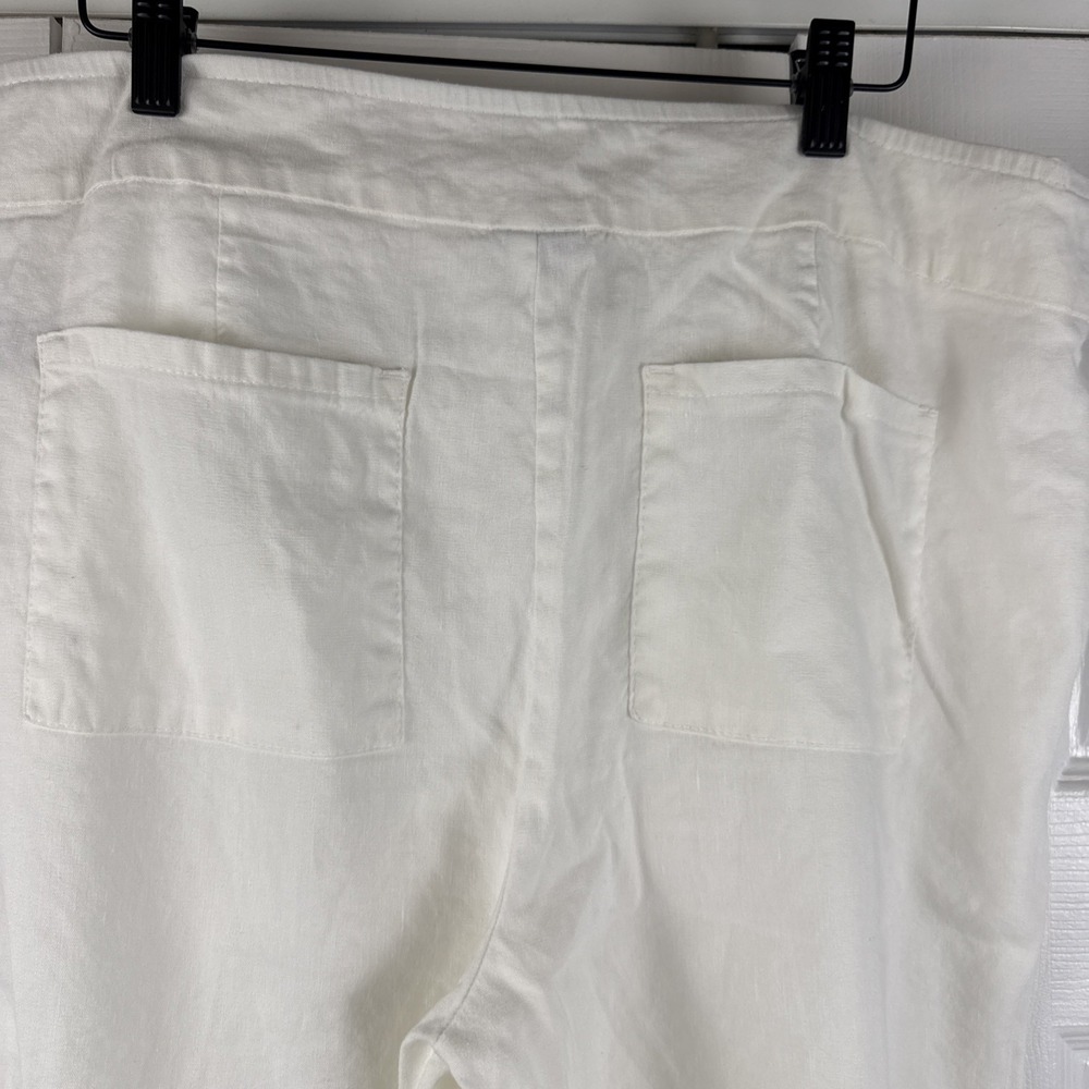 Chico's Women's Pants Size 1.5R  White Linen Blend Wide Leg Pull On Pockets - Picture 6 of 9